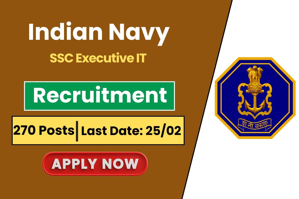 Indian Navy SSC Executive IT Recruitment 2025 Notice Out for 15 Posts - Apply Now
